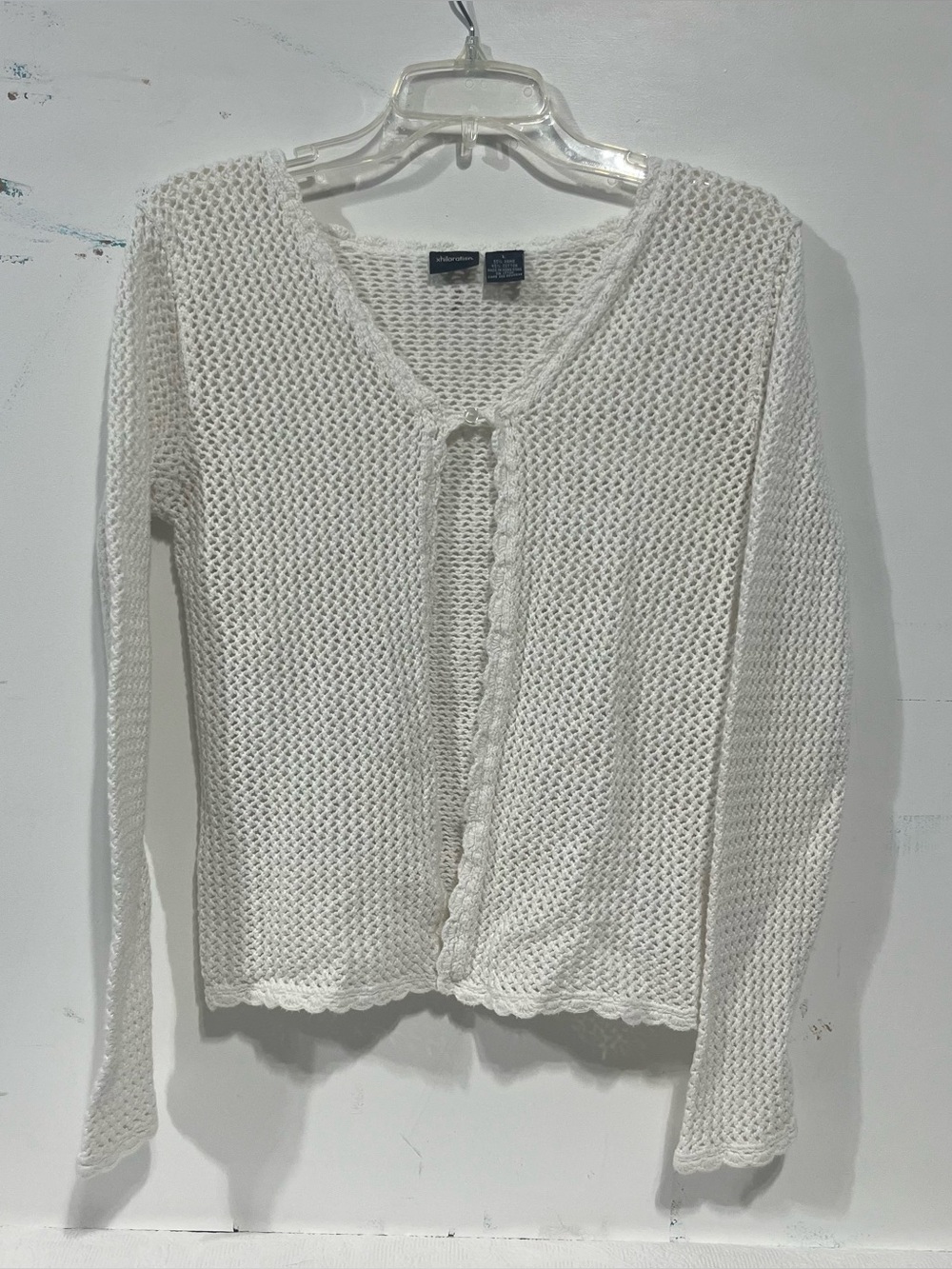 Xhilaration White Open Crochet V-Neck Boho Cardigan